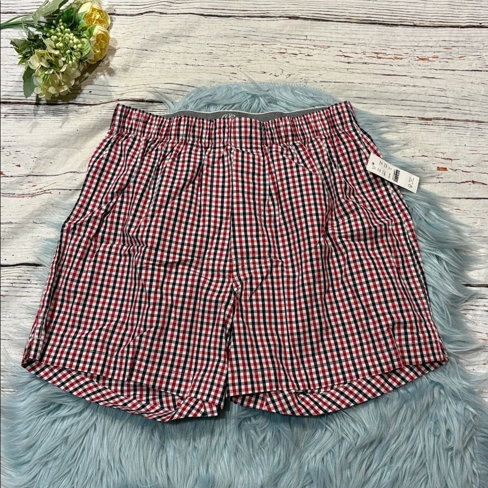 NWT J. Crew Gingham Red White Blue Patterned Boxers